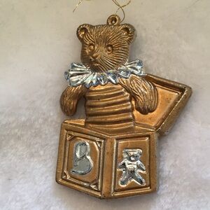 Gold and Silver Teddy Bear Ornament